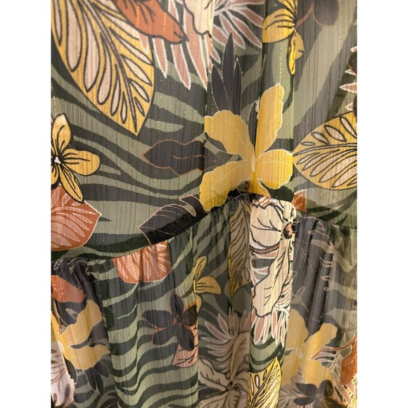 dRA Los Angeles Women's Botanical Sheer Dress Size Small Short Sleeve Maxi Dress - Picture 3 of 4